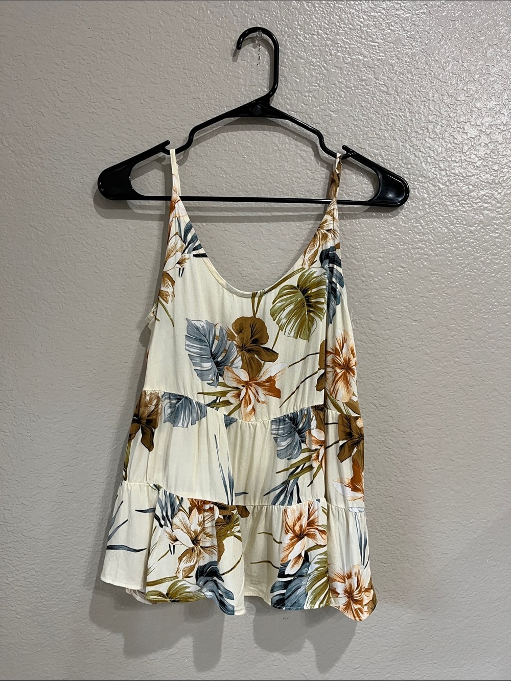 Dorothy Perkins Cream Tropical Floral Tiered Cami Sz 6 Lightweight Flow TC0522